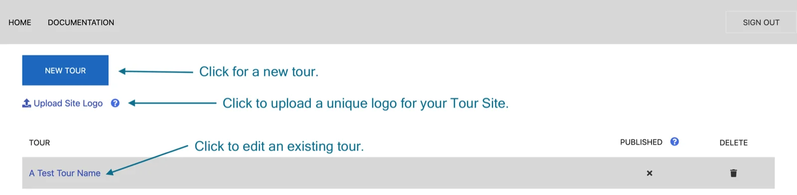New Tour Button