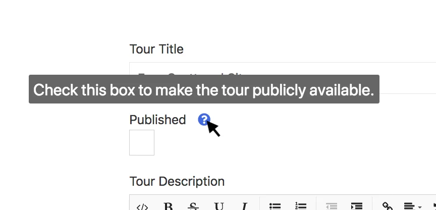 Help Text example - Help Text for Publish Button